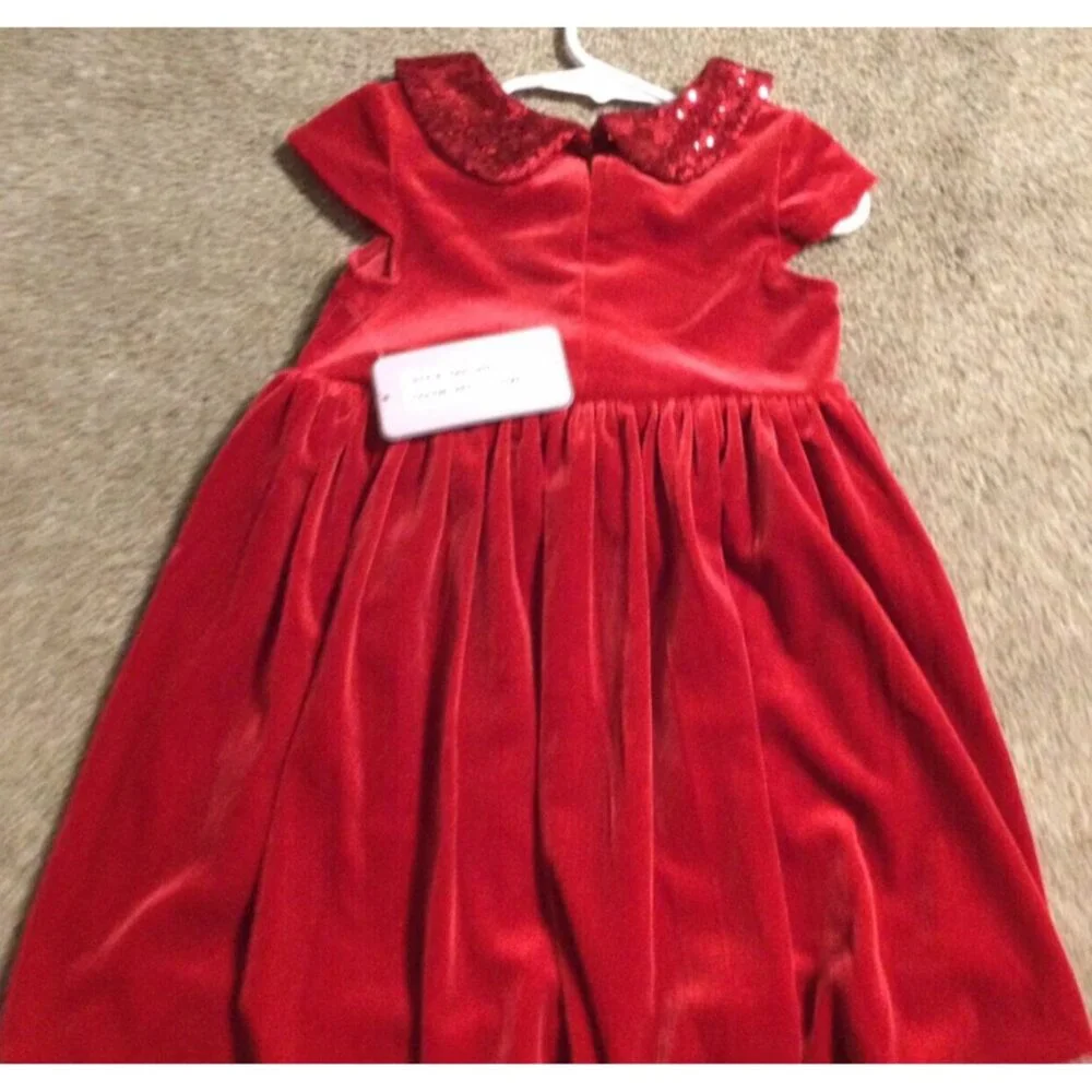 3T NWT KATIE M Red Holiday Velour Sequins Bubble Dress